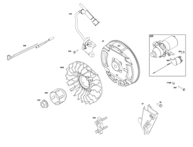 Flywheel, Ignition, And Starter Group Diagram and Parts List for 12V337-0032-F1 100000 - 19Z999 Briggs and Stratton Engine